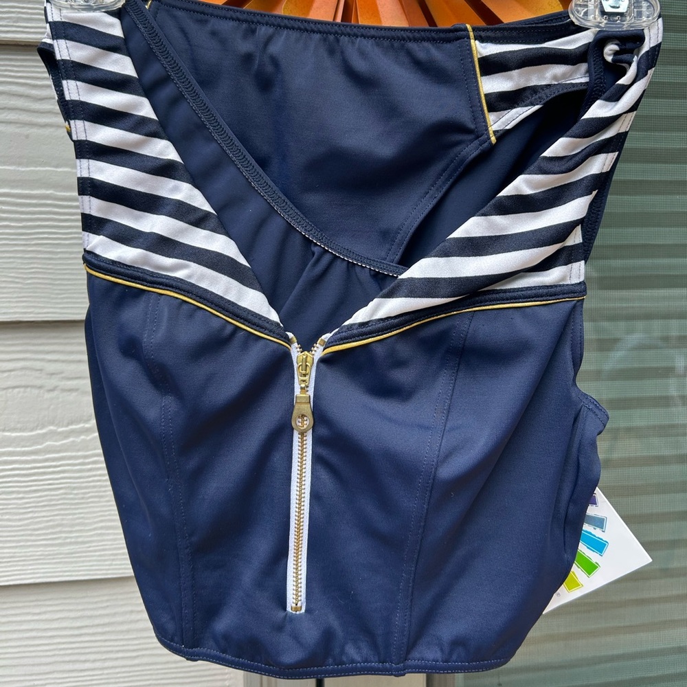 Navy and White Striped Girls Swimwear Set